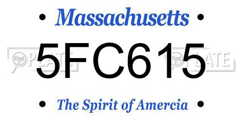 5FC615 Massachusetts License Plate