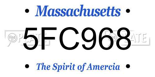 5FC968 Massachusetts License Plate