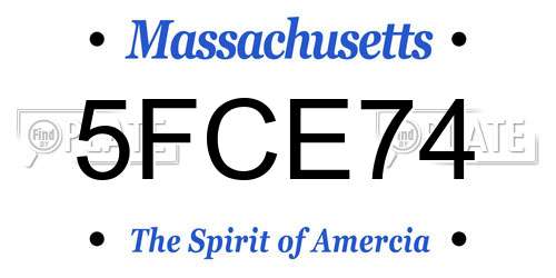 5FCE74 Massachusetts License Plate
