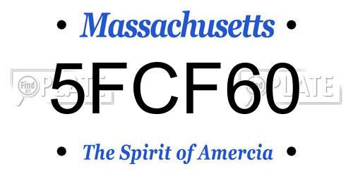 5FCF60 Massachusetts License Plate
