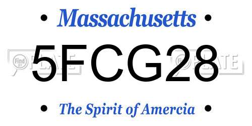 5FCG28 Massachusetts License Plate