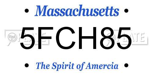 5FCH85 Massachusetts License Plate