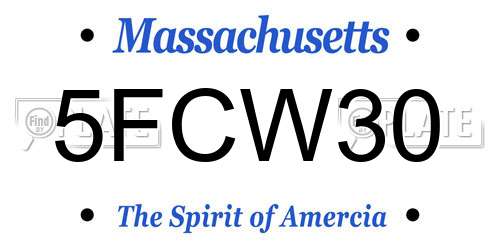 5FCW30 Massachusetts License Plate