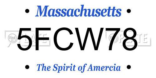 5FCW78 Massachusetts License Plate