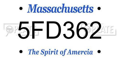 5FD362 Massachusetts License Plate