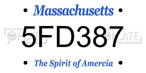 5FD387 Massachusetts License Plate