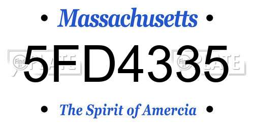 5FD4335 Massachusetts License Plate