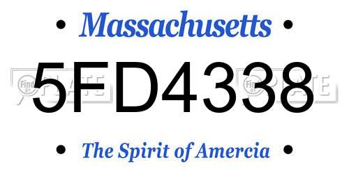 5FD4338 Massachusetts License Plate