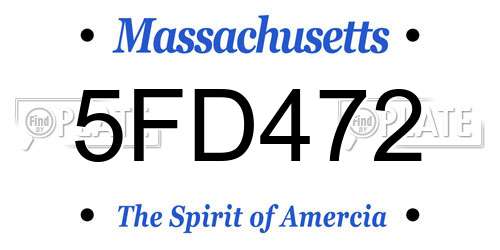 5FD472 Massachusetts License Plate