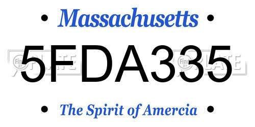 5FDA335 Massachusetts License Plate
