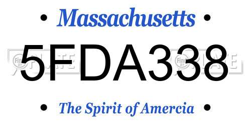 5FDA338 Massachusetts License Plate