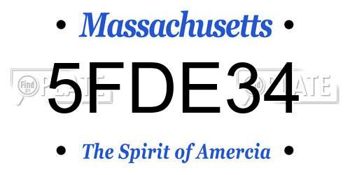5FDE34 Massachusetts License Plate