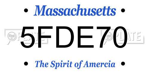 5FDE70 Massachusetts License Plate