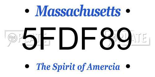 5FDF89 Massachusetts License Plate