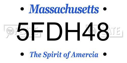 5FDH48 Massachusetts License Plate