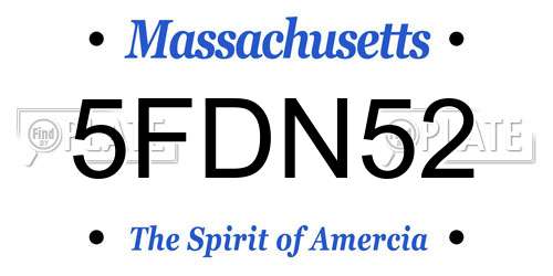 5FDN52 Massachusetts License Plate