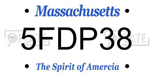5FDP38 Massachusetts License Plate