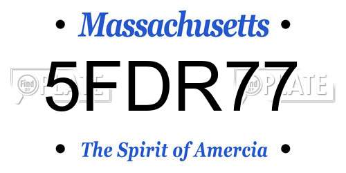 5FDR77 Massachusetts License Plate