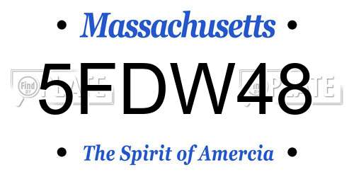 5FDW48 Massachusetts License Plate