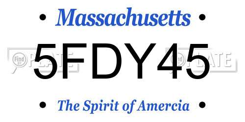 5FDY45 Massachusetts License Plate
