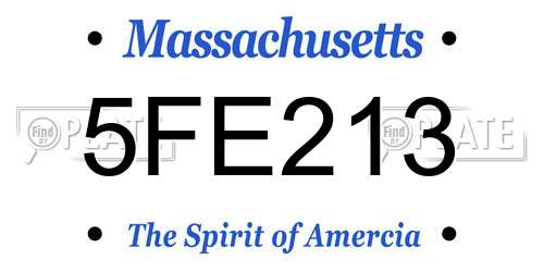 5FE213 Massachusetts License Plate