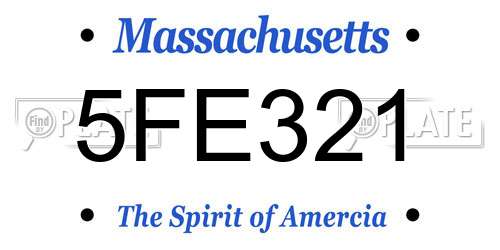 5FE321 Massachusetts License Plate