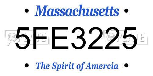 5FE3225 Massachusetts License Plate