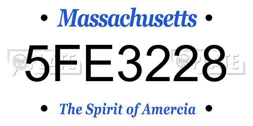 5FE3228 Massachusetts License Plate