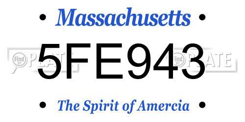 5FE943 Massachusetts License Plate