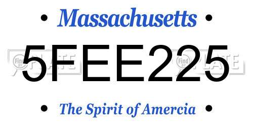 5FEE225 Massachusetts License Plate
