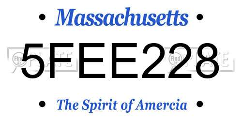 5FEE228 Massachusetts License Plate