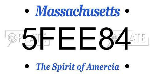 5FEE84 Massachusetts License Plate