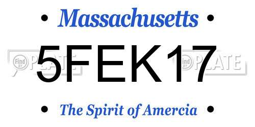5FEK17 Massachusetts License Plate