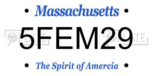 5FEM29 Massachusetts License Plate