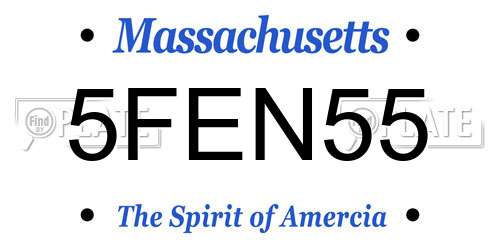5FEN55 Massachusetts License Plate