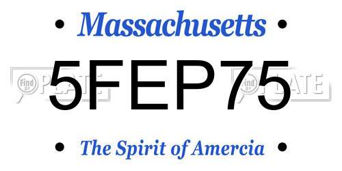 5FEP75 Massachusetts License Plate