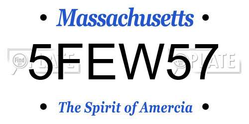 5FEW57 Massachusetts License Plate