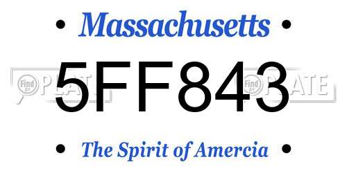5FF843 Massachusetts License Plate