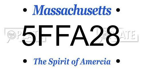 5FFA28 Massachusetts License Plate