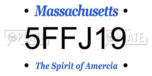 5FFJ19 Massachusetts License Plate