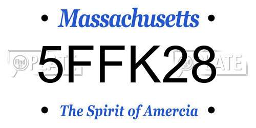 5FFK28 Massachusetts License Plate