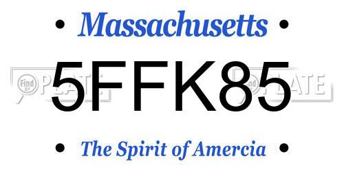 5FFK85 Massachusetts License Plate