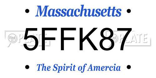 5FFK87 Massachusetts License Plate