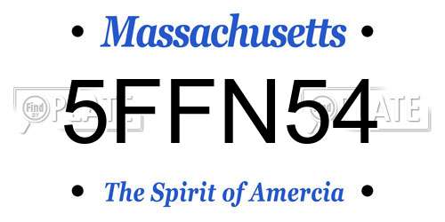 5FFN54 Massachusetts License Plate