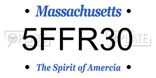 5FFR30 Massachusetts License Plate