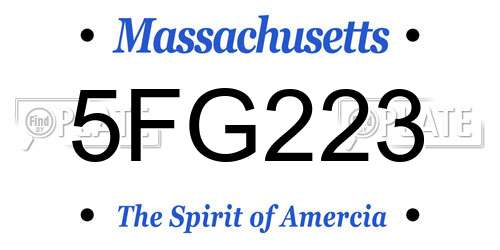 5FG223 Massachusetts License Plate