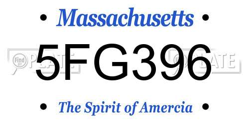 5FG396 Massachusetts License Plate