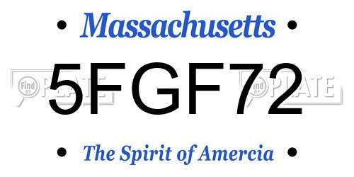5FGF72 Massachusetts License Plate