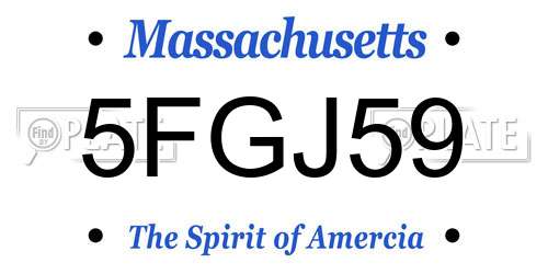 5FGJ59 Massachusetts License Plate