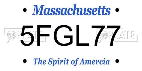 5FGL77 Massachusetts License Plate